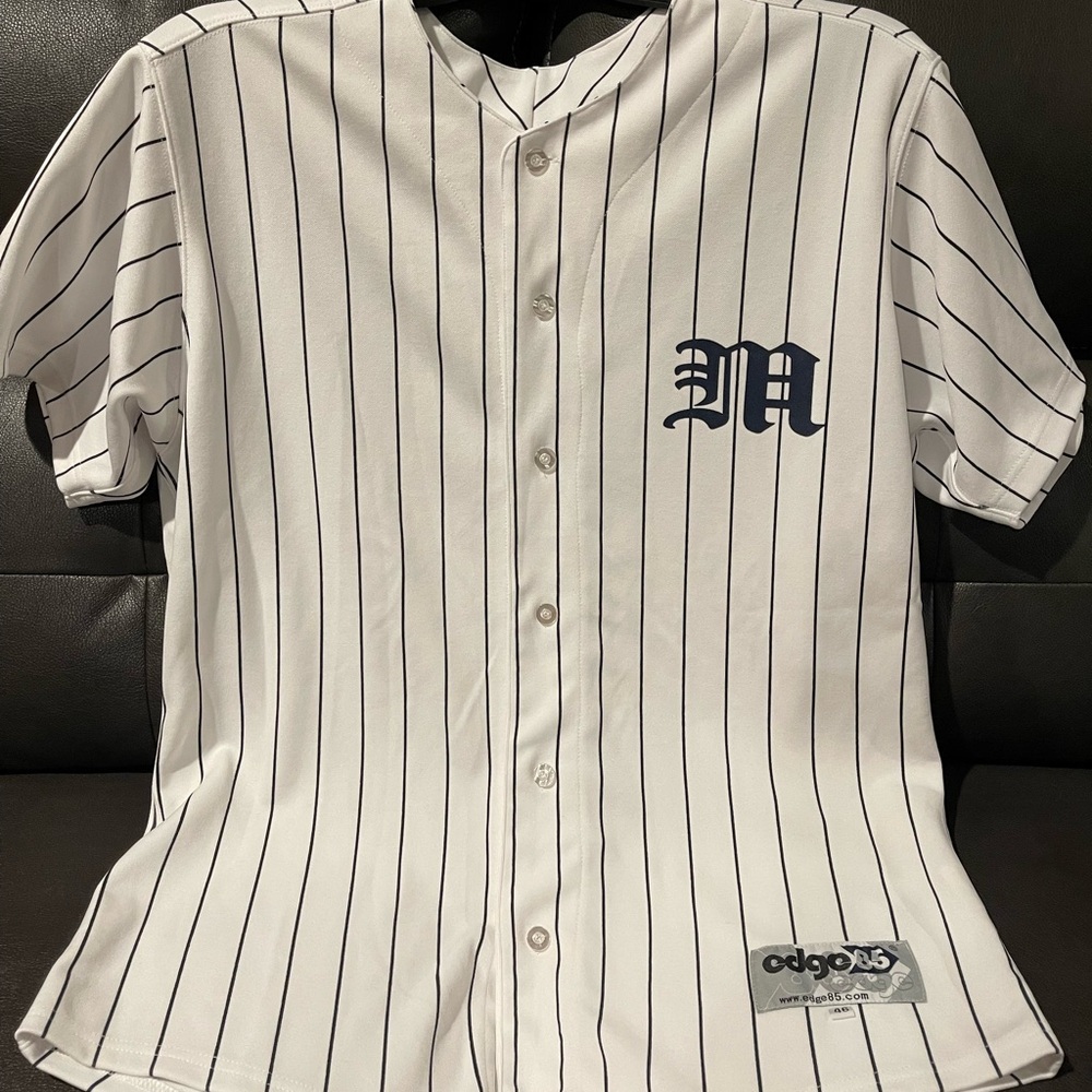 Edge Men's White Pinstripe Jersey #14 M